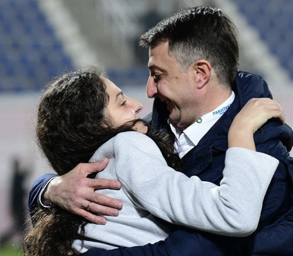 Shota Arveladze with his daughter Elene 