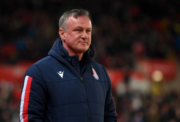 Michael O'Neill, Manager of Stoke City looks on prior to the Sky Bet Championship match between Stoke City and Preston North End at Bet365 Stadium
