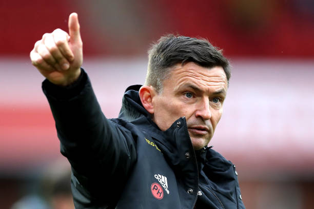  Paul Heckingbottom, Manager of Sheffield United acknowledges the fans