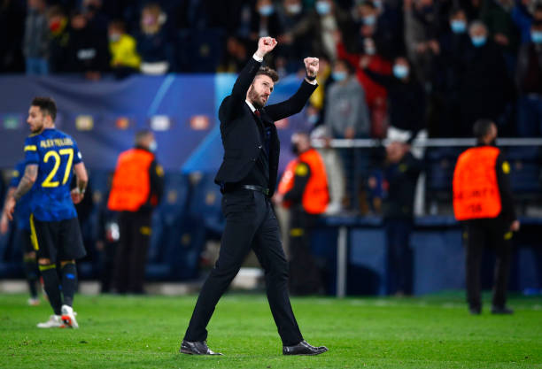  Michael Carrick, Interim Manager of Machester United celebrates their side's victory 