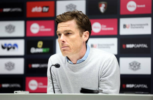 Scott Parker, Manager of AFC Bournemouth talks to the media during the Sky Bet Championship match between AFC Bournemouth and Derby County at Vitality Stadium on March 12, 2022 in Bournemouth, England. 