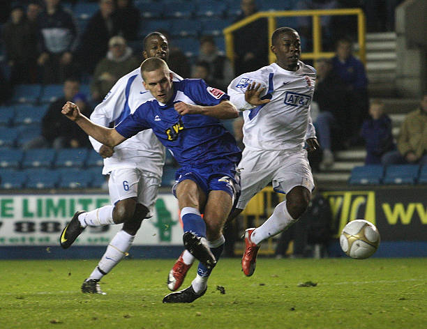  Steve Morison of Millwall scores his team's first goal during the FA Cup sponsored by E.ON 2nd Round Replay match between Millwall and Staines Town played at the New Den on December 9, 2009 in London, England.
