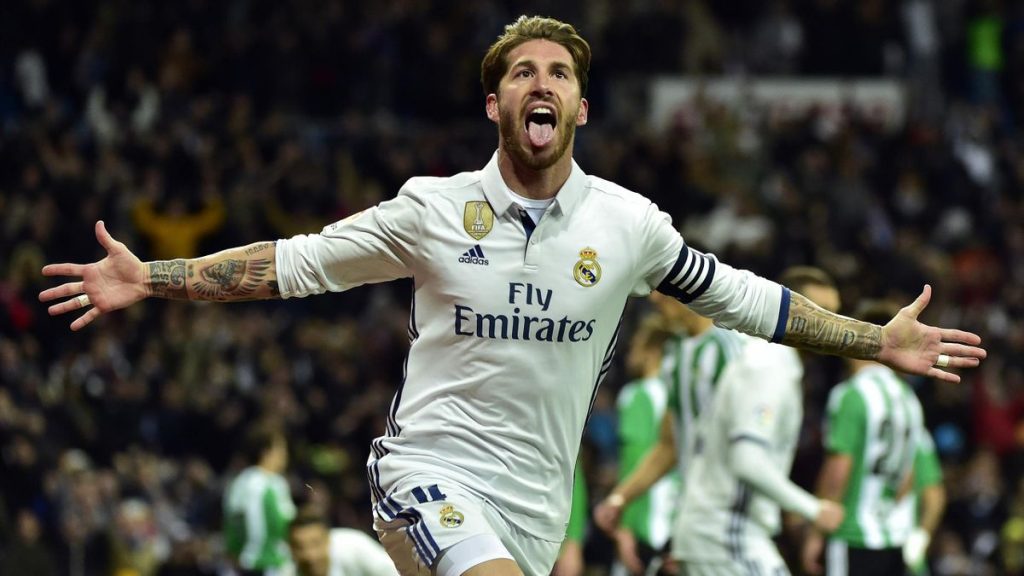 Sergio Ramos celebrating a late winner. (Image credit: AFP)