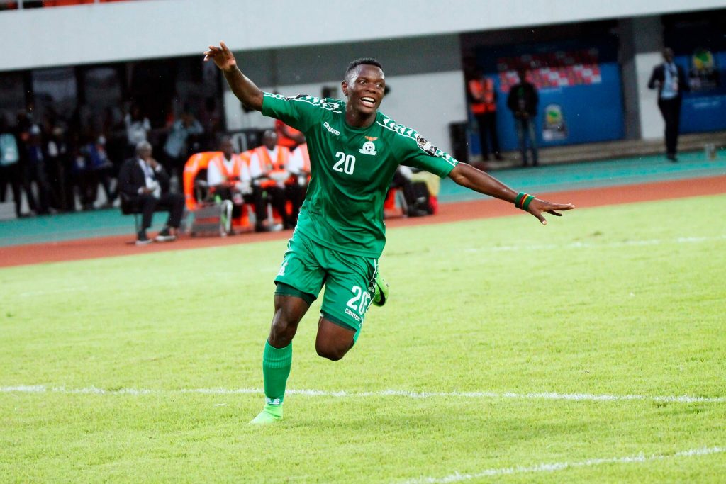 Patson Daka in action for Zambia. (Credit: The Athletic)