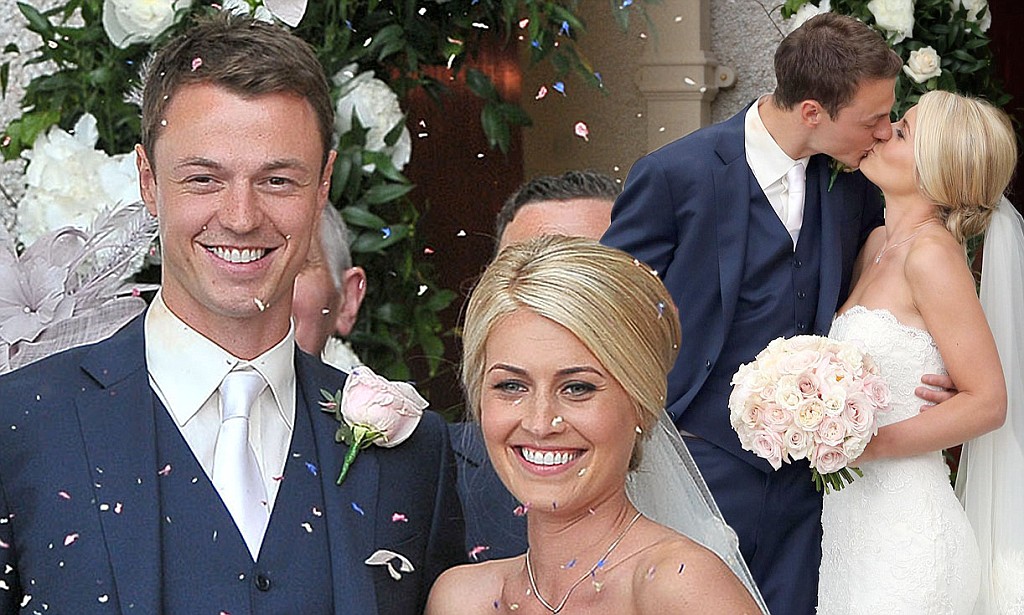 Jonny Evans and wife Helen McConnell at their wedding ceremony. (Credit: PA)