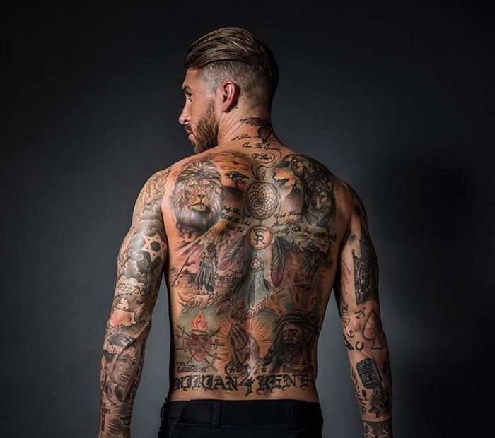 Sergio Ramos has a Six starred symbol on his left triceps. (Credit: Instagram)