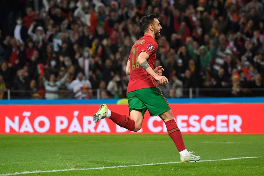 Bruno Fernandes in international action. (Photo by MIGUEL RIOPA/AFP via Getty Images)