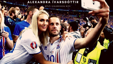 Gylfi Sigurdsson with his wife Alexandra Ívarsdóttir. (Photograph: Clive Rose/Getty Images)