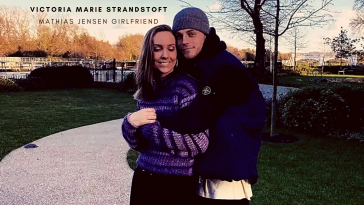 Mathias Jensen with his girlfriend Victoria Marie Strandstoft. (Credit: Instagram)