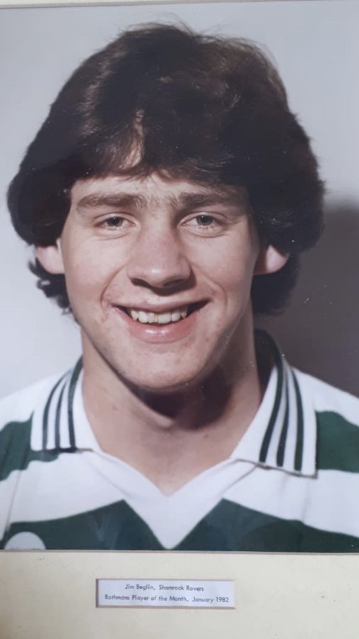 Jim Beglin as a 17-year-old at his first club, Shamrock Rovers. (Image: @jimbeglin on Twitter)
