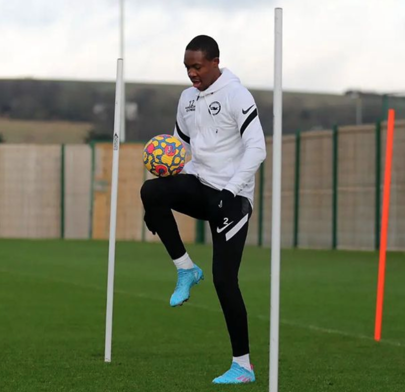 Enock Mwepu in training grounds of Brighton. (Credits: @enockmwepu Instagram)