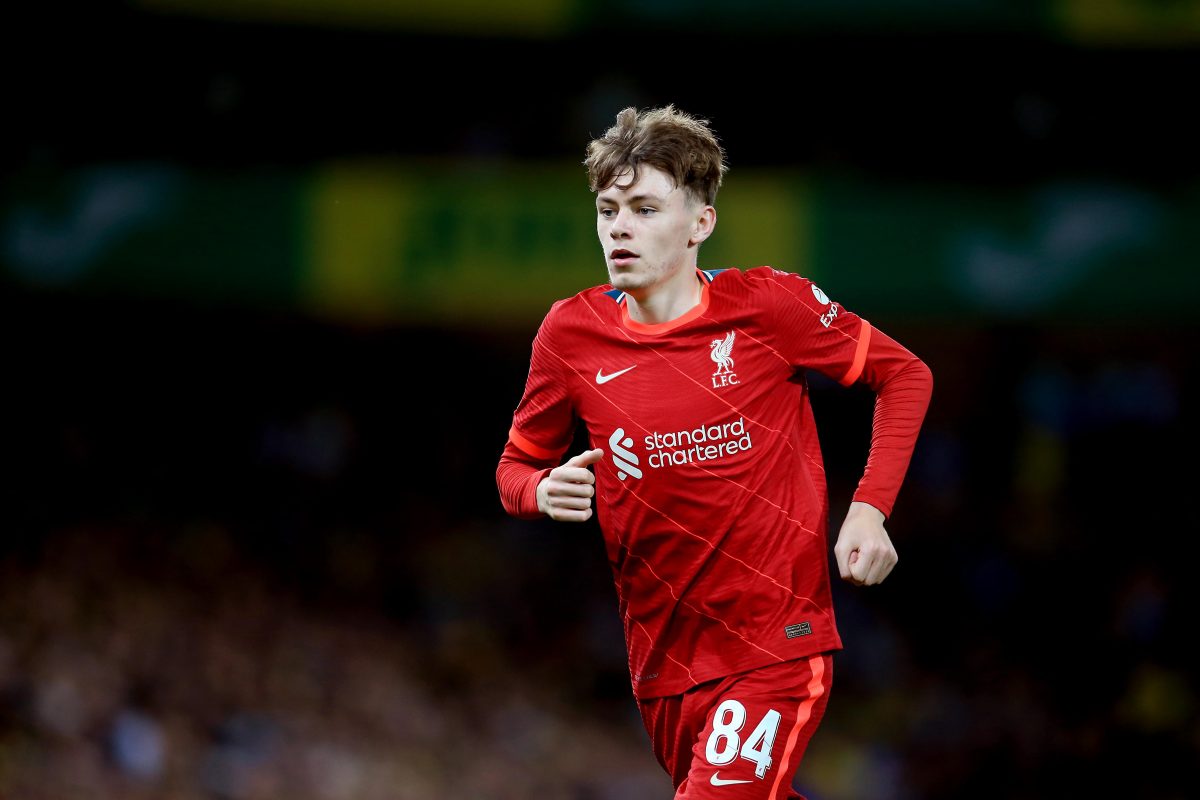 Conor Bradley made his debut for Liverpool against Norwich City. (Photo by Stephen Pond/Getty Images)