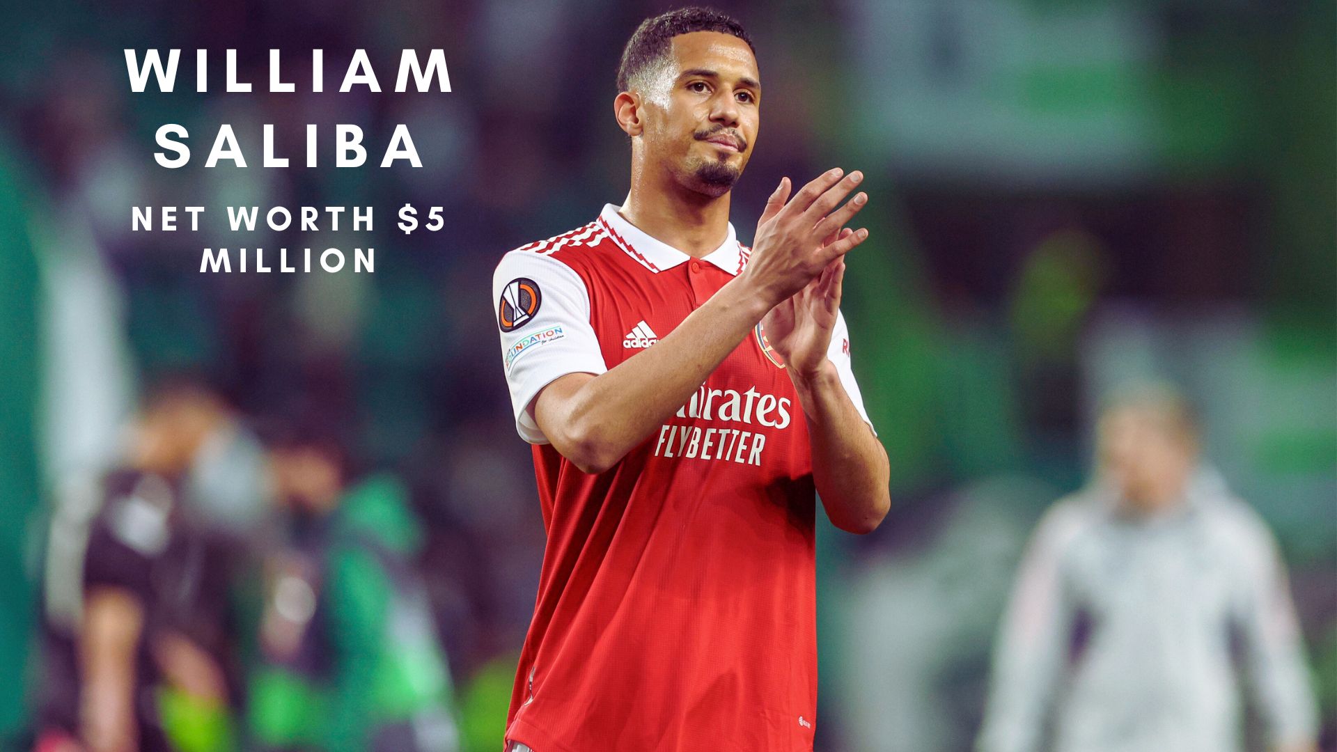 William Saliba of Arsenal FC thanks the supporters.