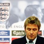 English midfielder David Beckham during a press conference.