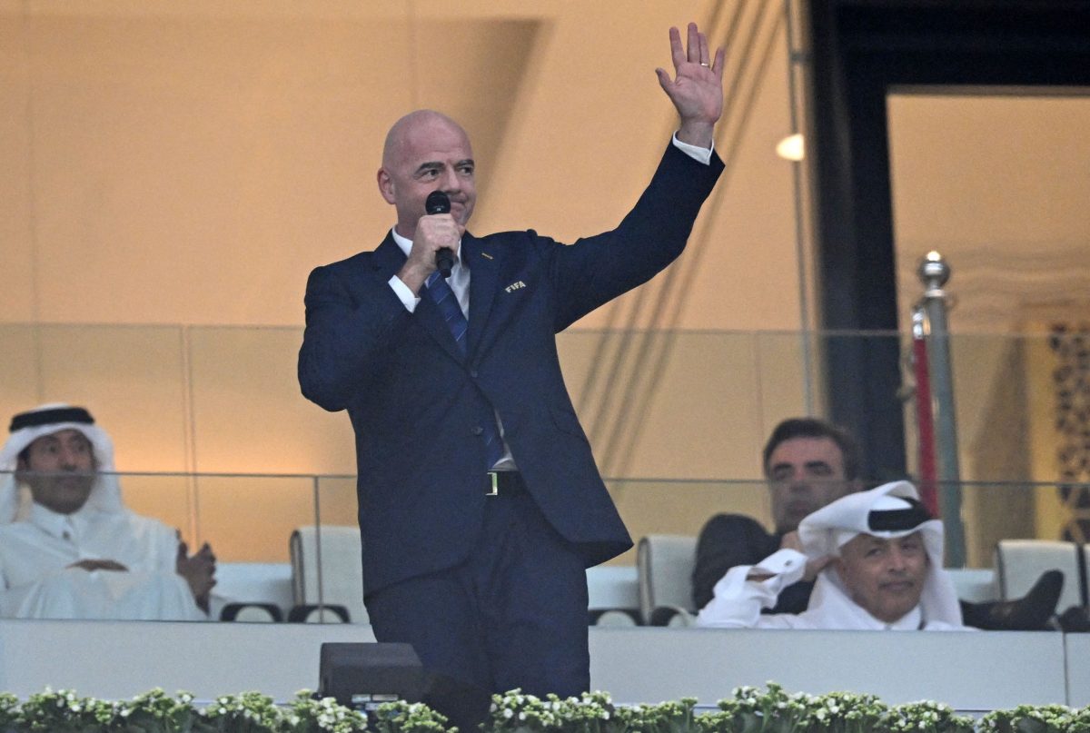 FIFA President Gianni Infantino delivers a speech ahead of the Qatar 2022 World Cup. (Photo by RAUL ARBOLEDA/AFP via Getty Images)