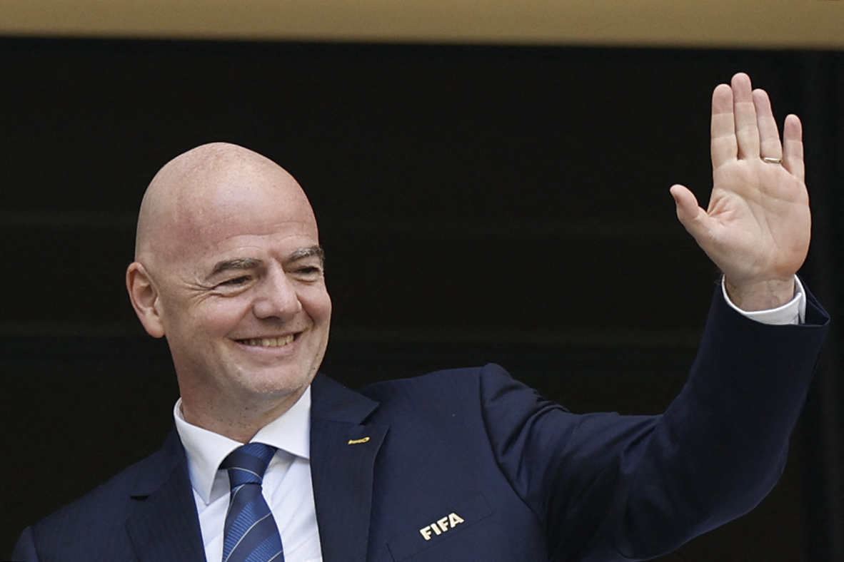 FIFA president Gianni Infantino was seen before the match between Argentina and Saudi Arabia at the Lusail Stadium.(Photo by KHALED DESOUKI/AFP via Getty Images)