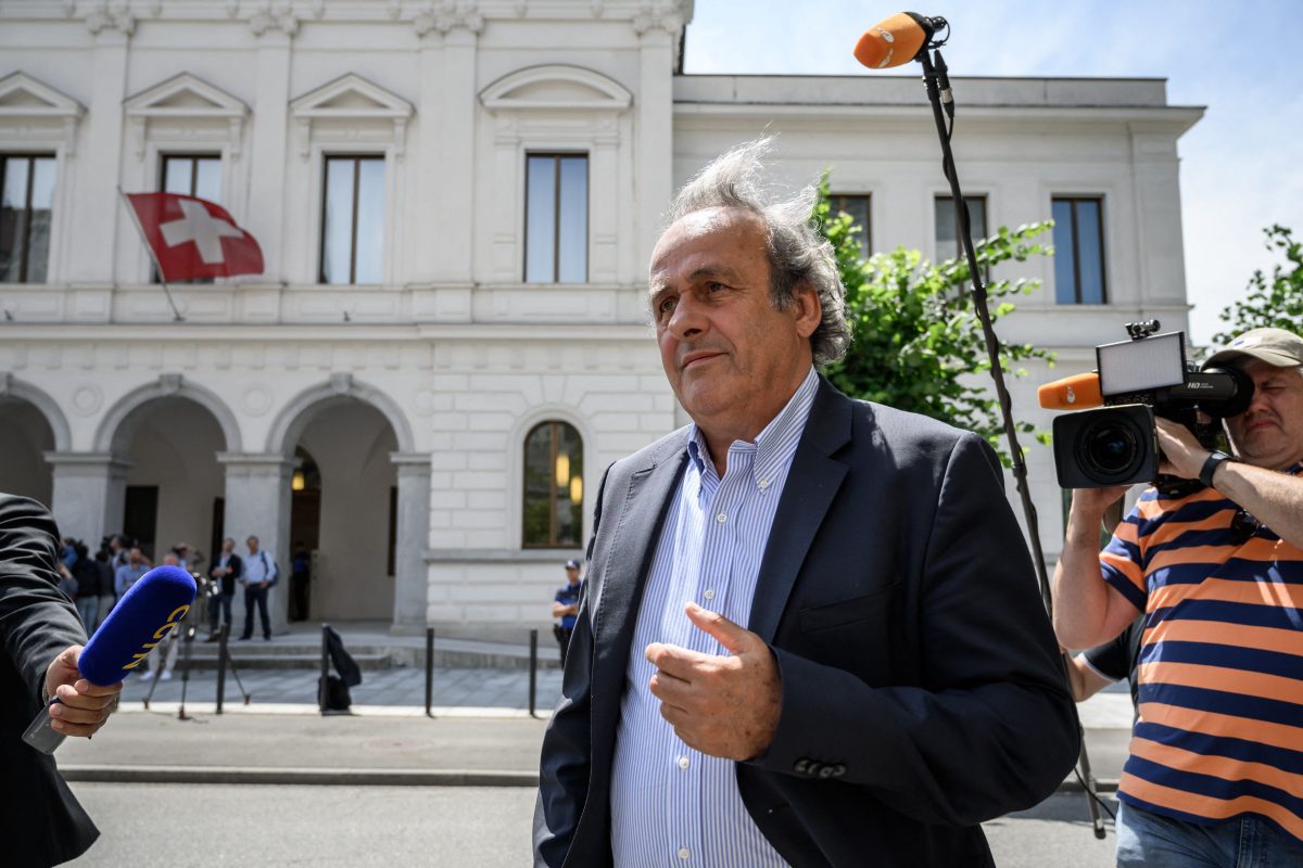 Former UEFA president Michel Platini leaves Switzerland's Federal Criminal Court following the corruption allegation. (Photo by FABRICE COFFRINI/AFP via Getty Images)