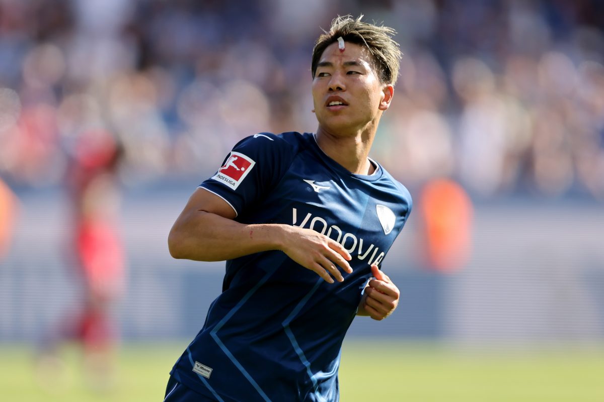 Takuma Asano plays for VfL Bochum as a winger. (Photo by Christof Koepsel/Getty Images)