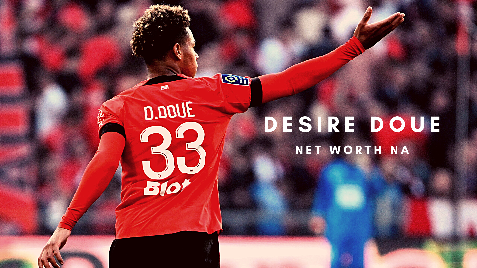 Rennes' French midfielder Desire Doue celebrates scoring his team's third goal during the French L1 football match between Stade Rennais FC and FC Nantes at The Roazhon Park Stadium in Rennes, western France. (Photo by Damien Meyer / AFP) (Photo by DAMIEN MEYER/AFP via Getty Images)