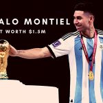 Gonzalo Montiel of Argentina touches the FIFA World Cup.