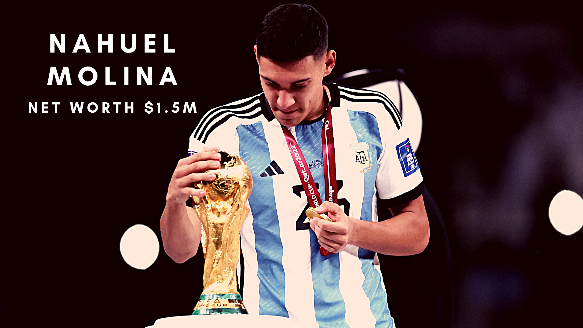 Nahuel Molina of Argentina with the 2022 FIFA World Cup.