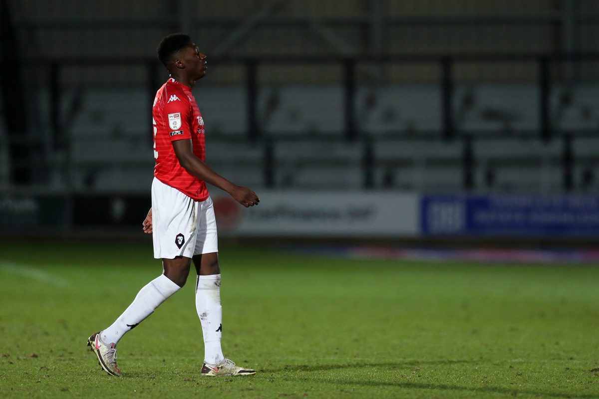  Di'Shon Joel Bernard famously called Di'Shon Bernard is a product of Manchester United's academy and was promoted to the senior side in 2019. (Photo by Lewis Storey/Getty Images)