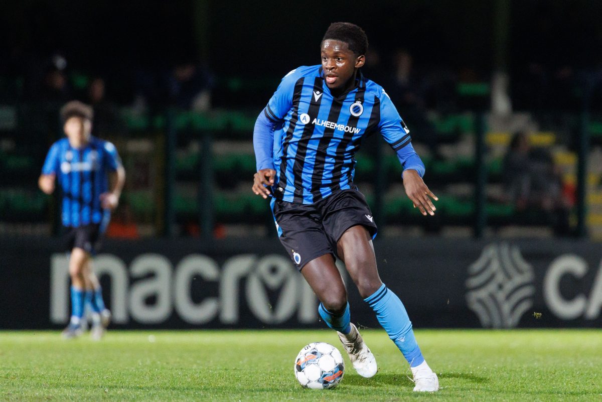 Noah Mbamba joined the Belgian first-division club Club Brugge from the youth academy of the club named Club NXT. (Photo by KURT DESPLENTER/BELGA MAG/AFP via Getty Images)