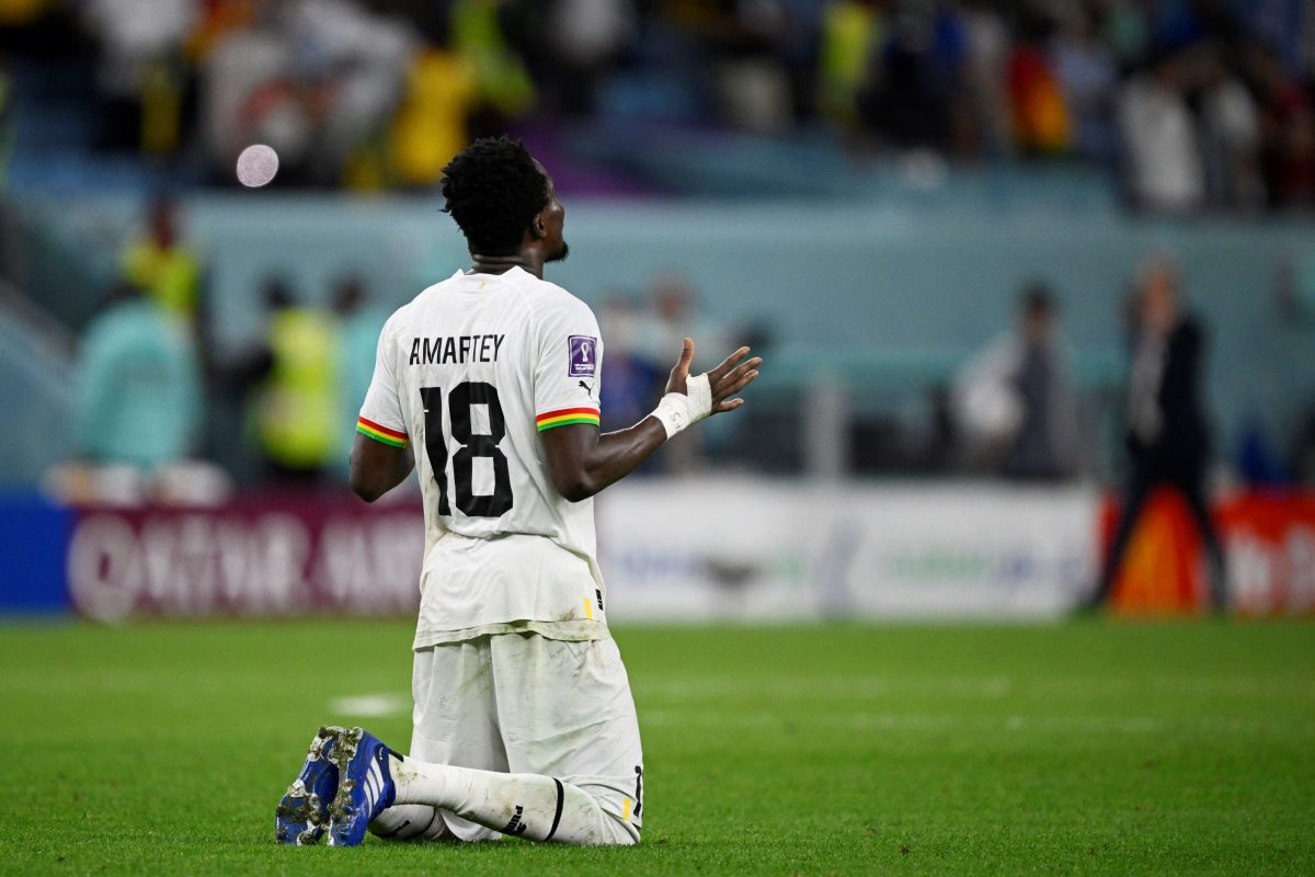 Daniel Amartey in the 2022 FIFA World Cup match against Uruguay. (Photo by ALFREDO ESTRELLA/AFP via Getty Images)