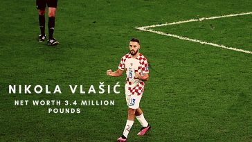 Nikola Vlasic celebrates after the 2-1 win during the FIFA World Cup Qatar 2022 3rd Place match between Croatia and Morocco. (Photo by Dan Mullan/Getty Images)