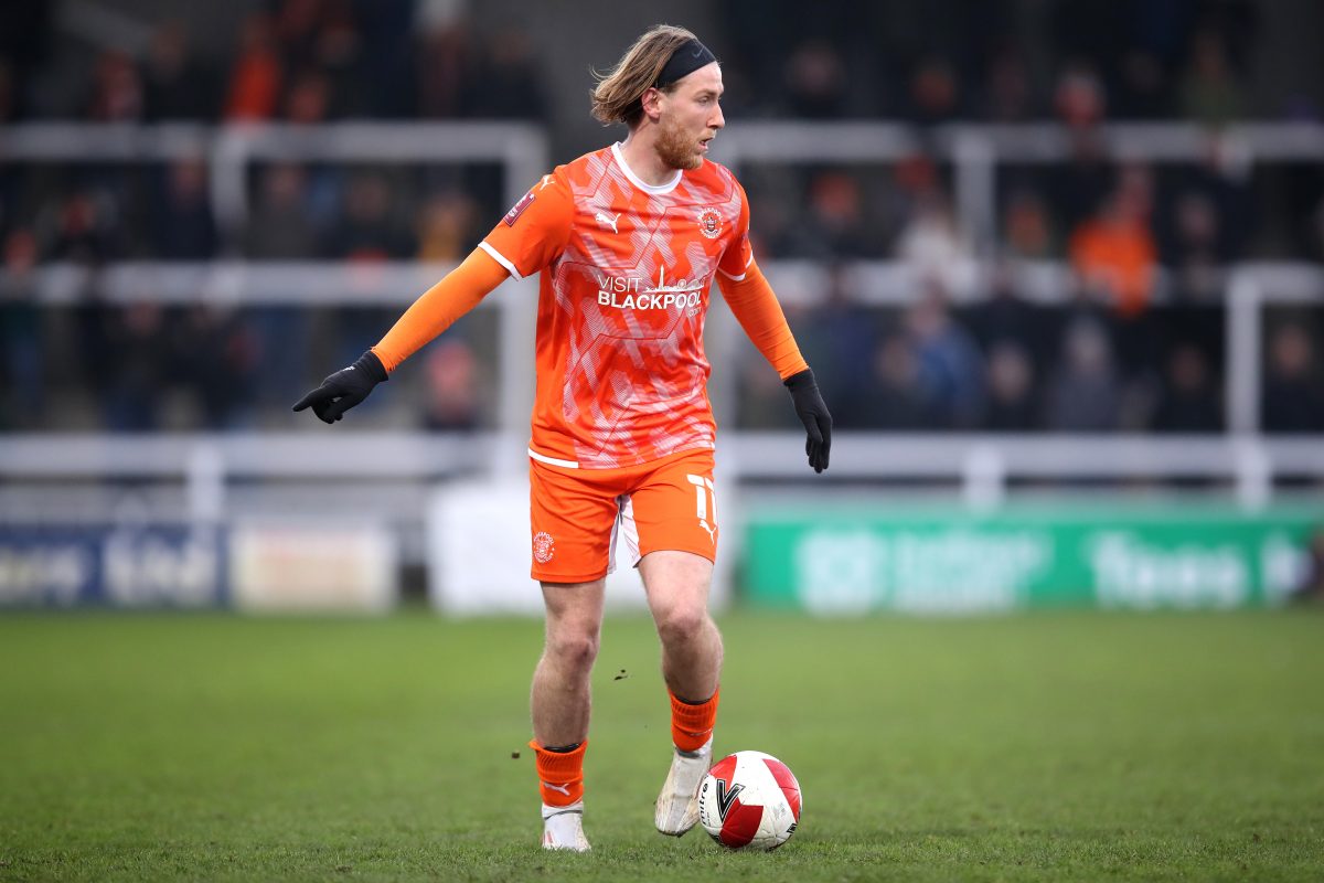 Josh Bowler joined the Championship club Blackpool on loan from the Premier League club Nottingham Forest in 2022. (Photo by George Wood/Getty Images)