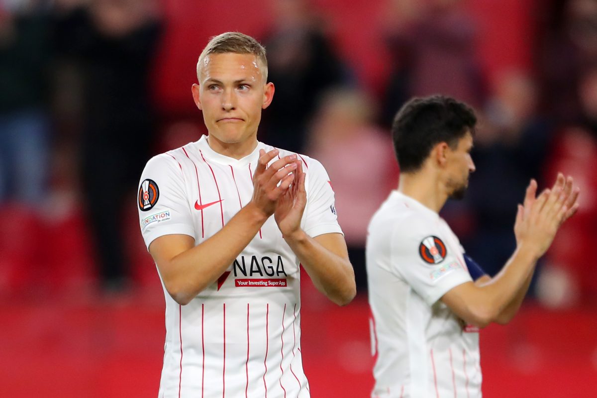 Ludwig Augustinsson joined the Premier League club Aston Villa on loan from the Spanish club Sevilla on a season-long loan in July 2022. (Photo by Fran Santiago/Getty Images)