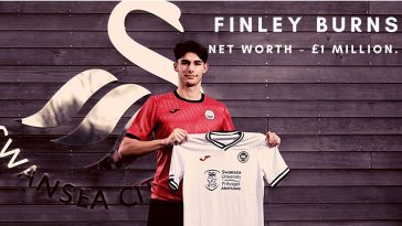 Swansea City have signed 18-year old Finley Burns on loan from Manchester City for the remainder of the season. (Credits: @DeadlineDayLive Twitter)