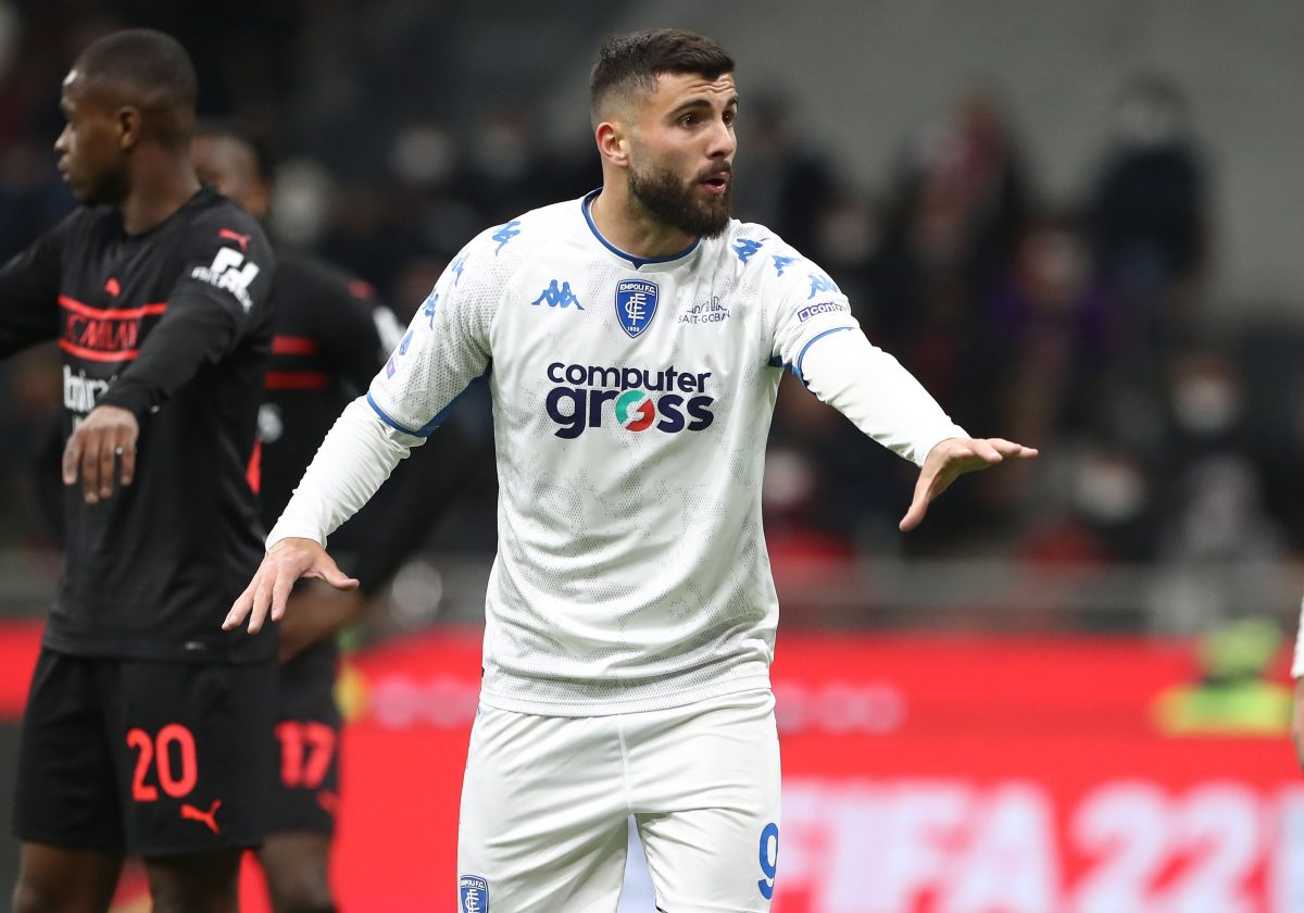 Patrick Cutrone of Empoli Calcio gestures during the Serie A match between AC Milan and Empoli FC at Stadio Giuseppe Meazza on March 12, 2022 in Milan, Italy. (Photo by Marco Luzzani/Getty Images)