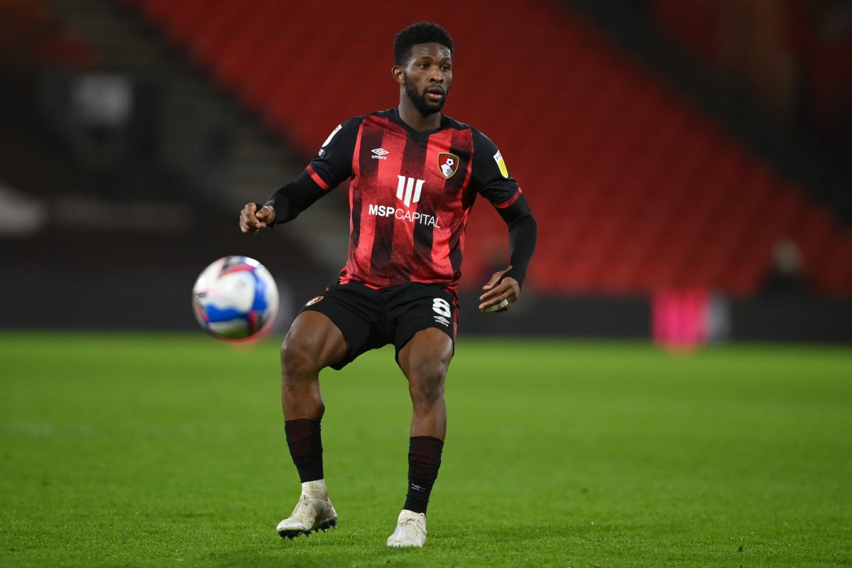 Jefferson Lerma of Bournemouth in action during the Sky Bet Championship match between AFC Bournemouth and Rotherham United at Vitality Stadium on February 17, 2021 in Bournemouth, England. (Photo by Mike Hewitt/Getty Images)