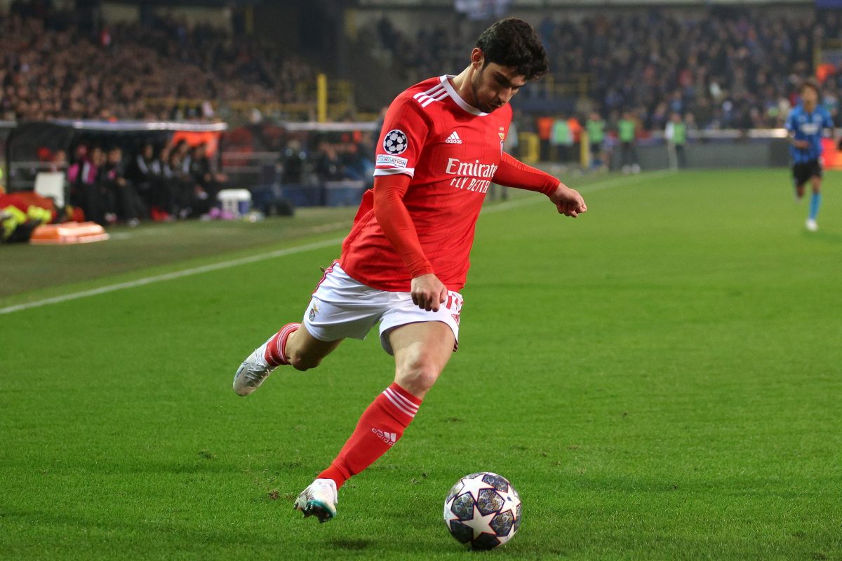 Gonçalo Guedes joined the Portuguese club Benfica on loan from Premier League club Wolverhampton Wanderers in 2023. (Photo by Dean Mouhtaropoulos/Getty Images)