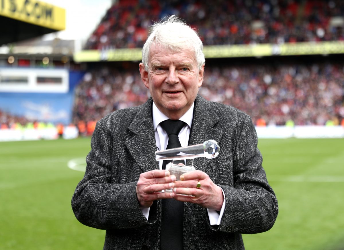 John Motson recieves an award for his services to commentry after the Premier League match between Crystal Palace and West Bromwich Albion at Selhurst Park on May 13, 2018 in London, England.  (Photo by Bryn Lennon/Getty Images)