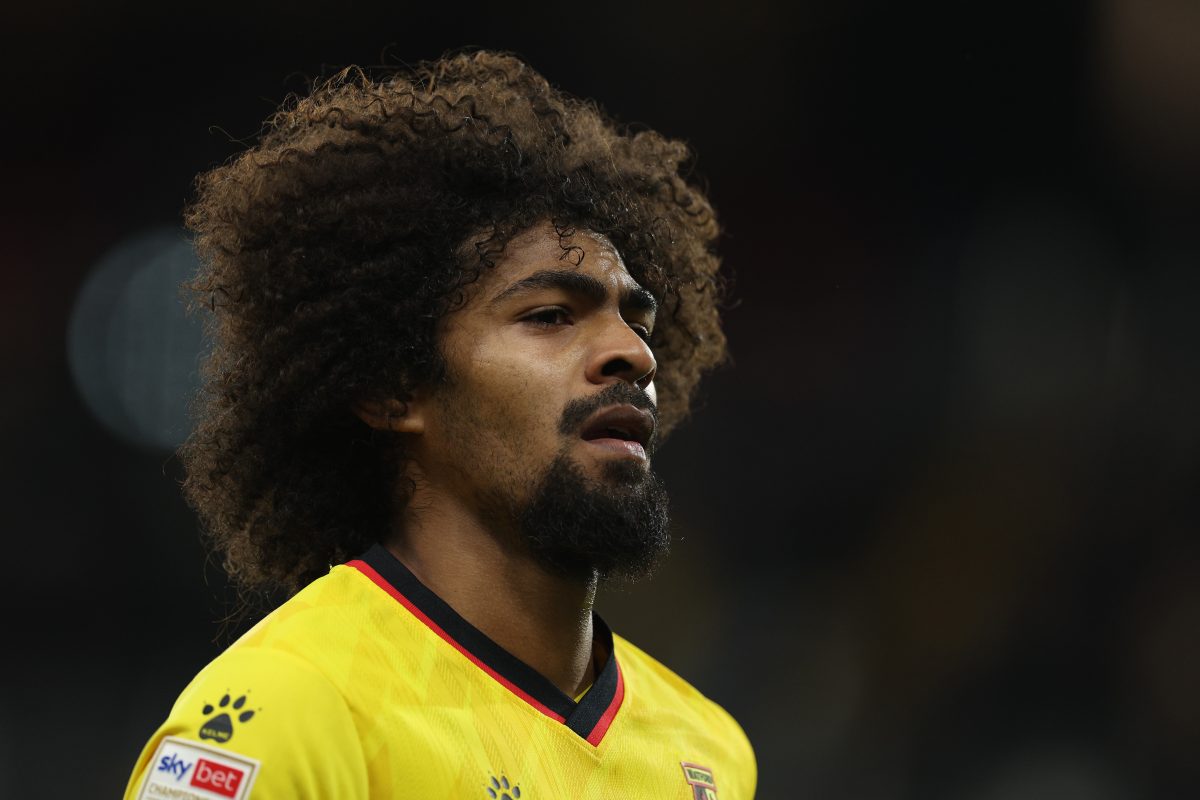 Hamza Choudhury of Watford in action during the Sky Bet Championship between Watford and West Bromwich Albion at Vicarage Road on February 20, 2023 in Watford, England. (Photo by Richard Heathcote/Getty Images)