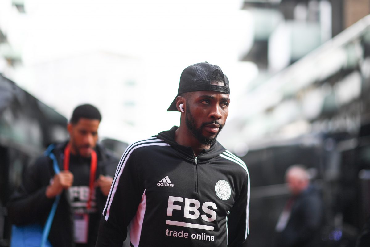 Kelechi Iheanacho of Leicester City arrives at the stadium prior to the Premier League match between Brentford FC and Leicester City at Gtech Community Stadium on March 18, 2023 in Brentford, England. (Photo by Alex Davidson/Getty Images)