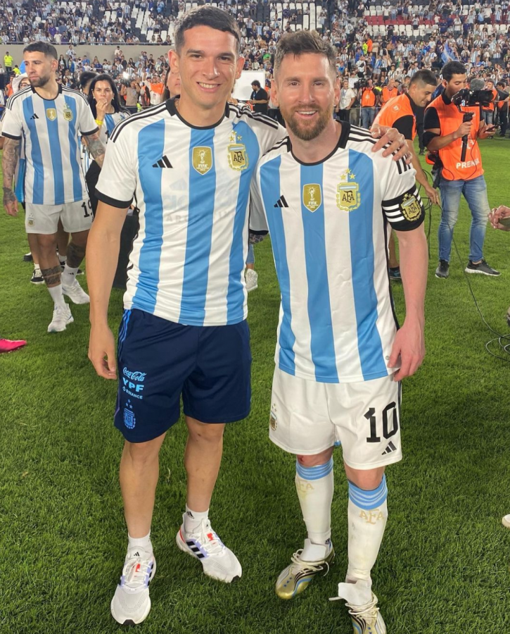 Lautaro Blanco with the Argentina senior team captain Leo Messi. (Credits: @lauti_blanco Instagram)