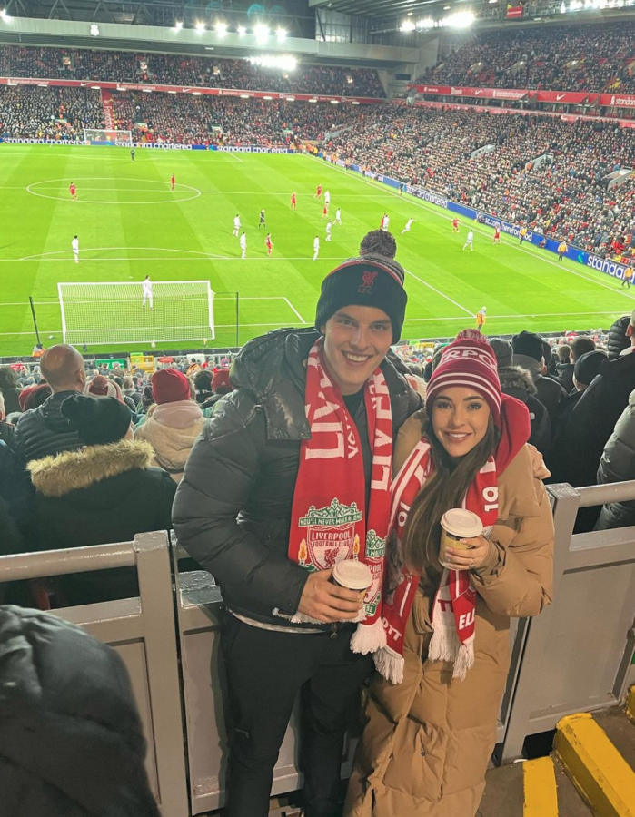 Stephanie Davis enjoying Liverpool FC match with her boyfriend Joseph Mckalroy. (Credits: @stephaniedavis88 Instagram)