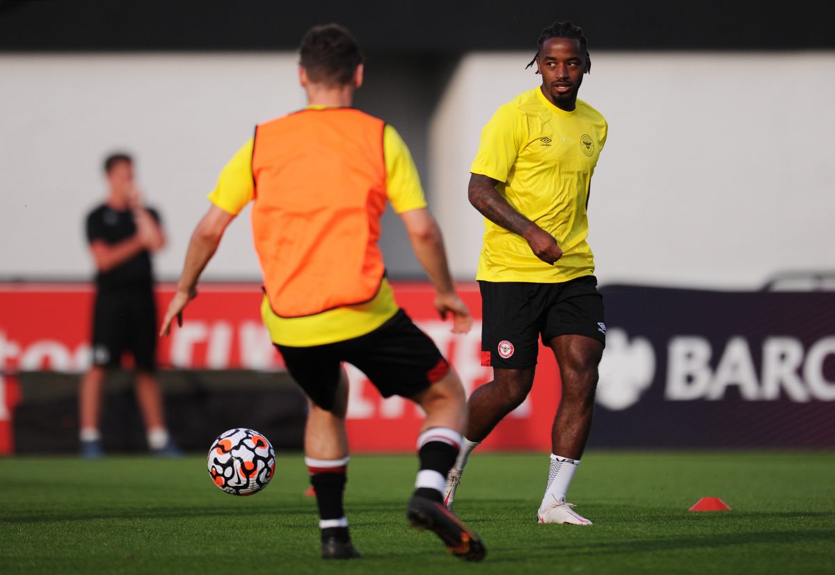 Tariqe Fosu-Henry of Brentford warms up prior to the Pre-Season Friendly match between Boreham Wood and Brentford. (Photo by Alex Burstow/Getty Images)