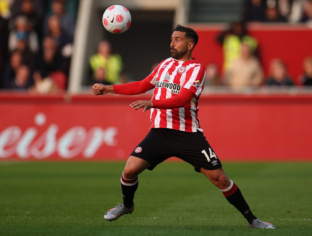 Saman Ghoddos of Brentford during the Premier League match between Brentford and Tottenham Hotspur. (Photo by Eddie Keogh/Getty Images)