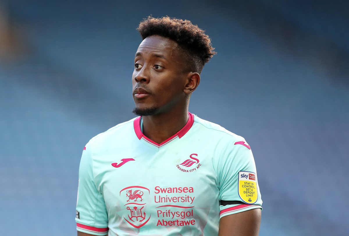Jamal Lowe of Swansea City looks on as he enters the pitch for the second half during the Sky Bet Championship match between Sheffield Wednesday and Swansea City. (Photo by George Wood/Getty Images)