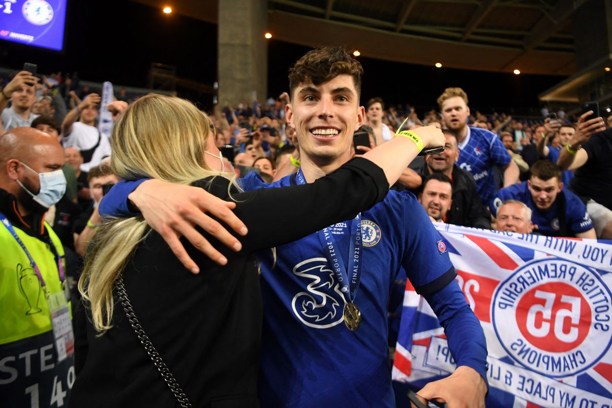 Chelsea's German midfielder Kai Havertz celebrates after winning the UEFA Champions League final football match between Manchester City and Chelsea FC. (Photo by DAVID RAMOS/POOL/AFP via Getty Images)