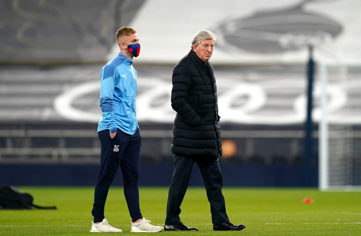 Reece Hannam of Crystal Palace and Roy Hodgson, Manager of Crystal Palace inspect the pitch prior to the Premier League match between Tottenham Hotspur and Crystal Palace. (Photo by John Walton - Pool/Getty Images)