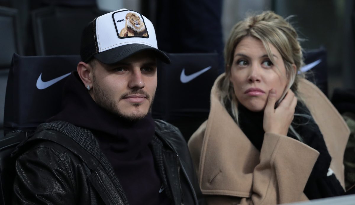 Mauro Emanuel Icardi of FC Internazionale and his wife Wanda Nara attend the Serie A match between FC Internazionale and UC Sampdoria.  (Photo by Emilio Andreoli/Getty Images)