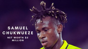 Villarreal's Nigerian midfielder Samuel Chukwueze reacts.