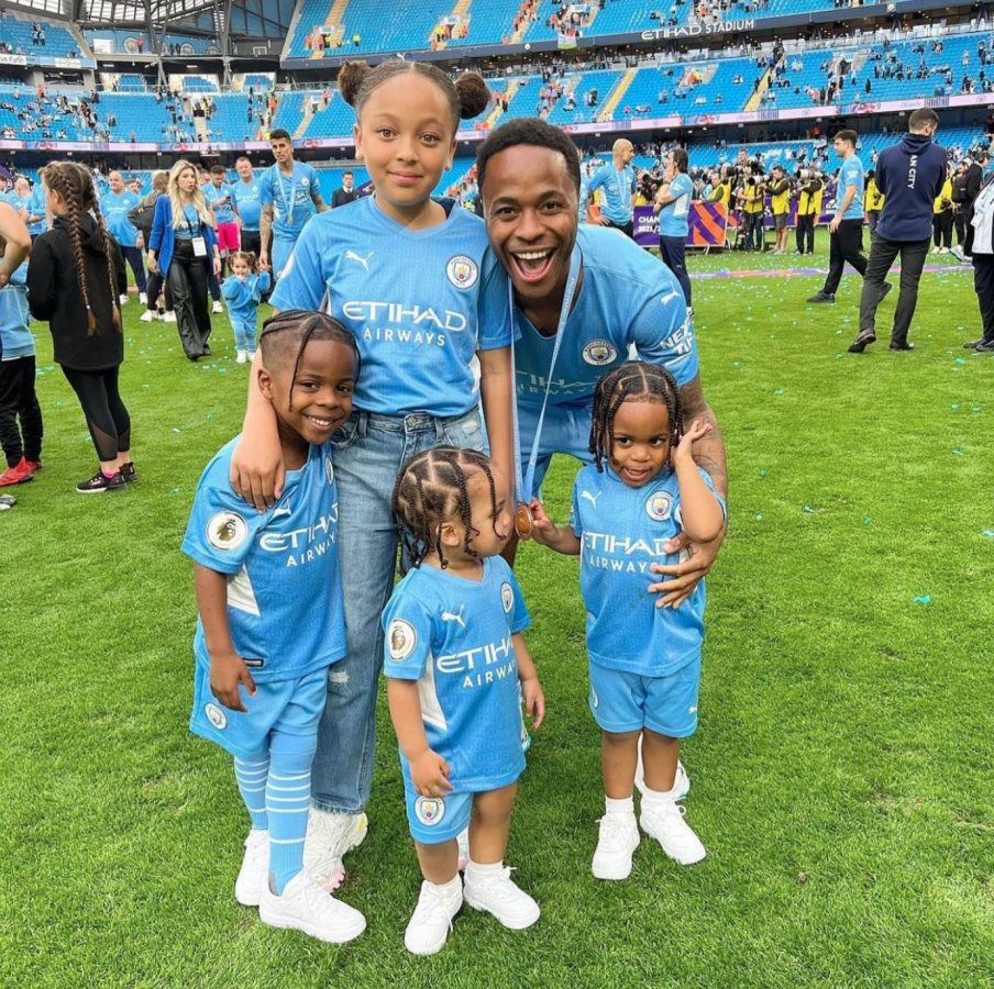 Paige Milian's husband Raheem Sterling with their kids. (Credits: @sterling Instagram)