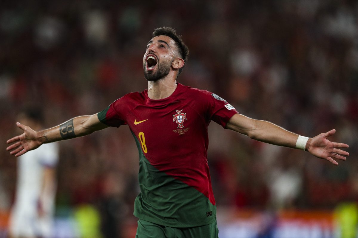 Bruno Fernandes in international action.  (Photo by CARLOS COSTA/AFP via Getty Images)