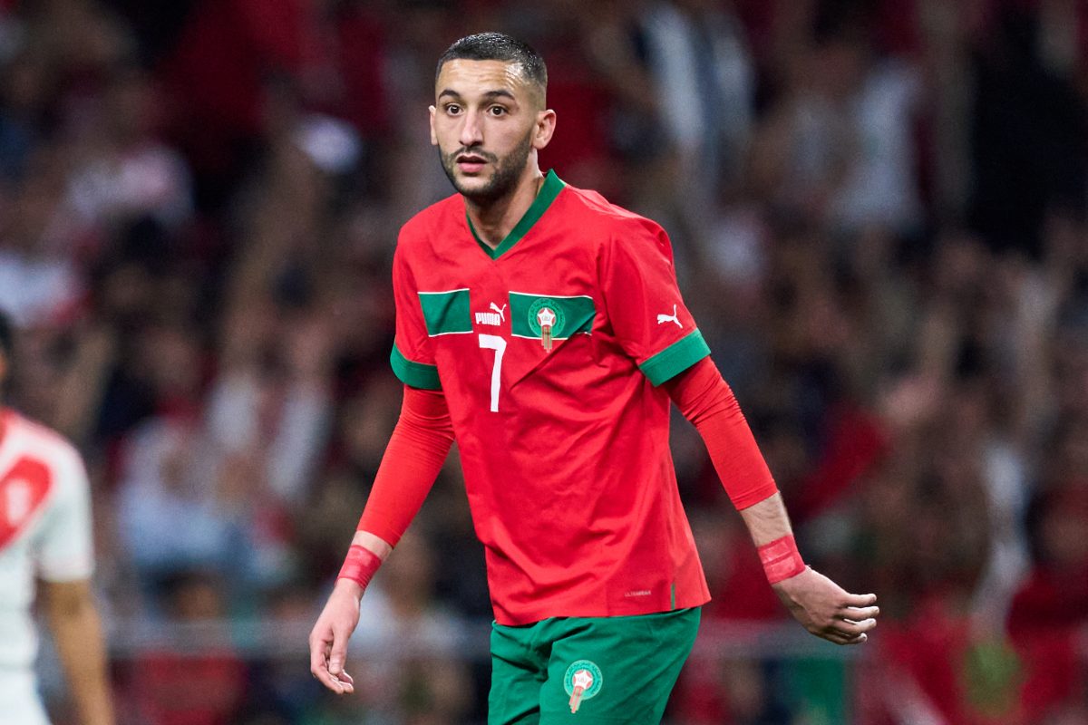 Hakim Ziyech in action for the Moroccan national football team. (Photo by Alex Caparros/Getty Images)